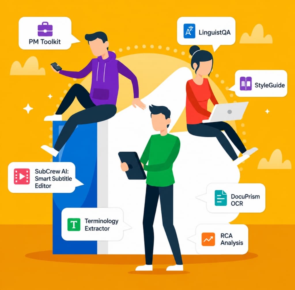 TransTech Hub AI Translation and Linguistic Tools Illustration